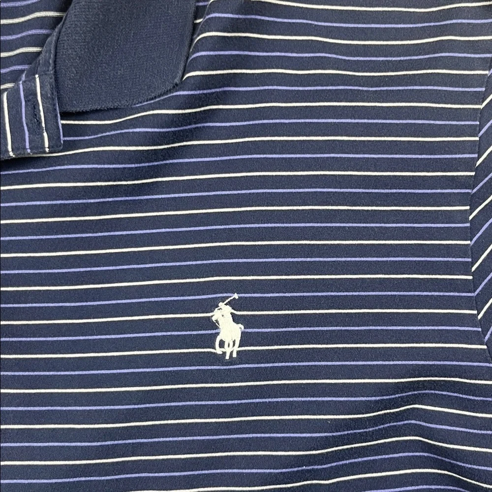 Polo Golf Ralph Navy, purple and White Striped Polo Size: XXL